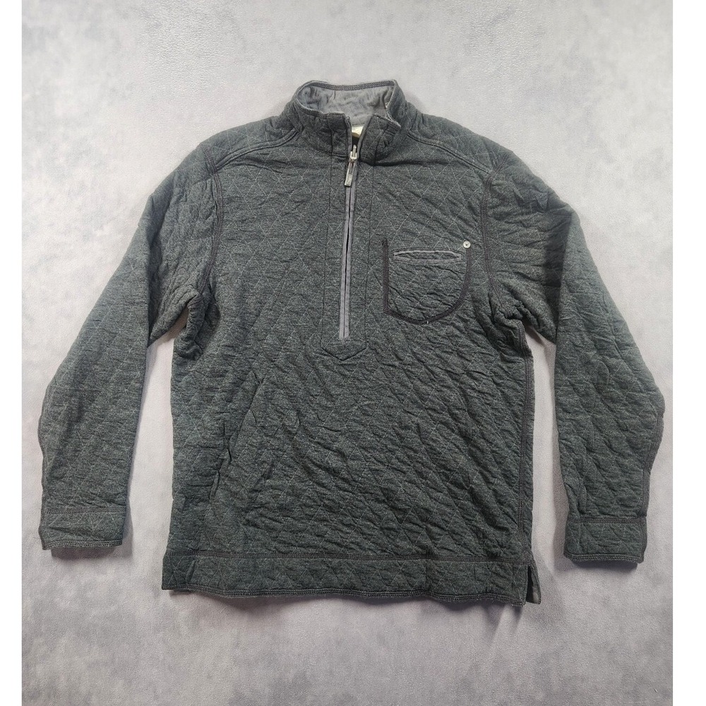 Tommy Bahama Reversible Quilted Quarter Zip Pullover Mens Small Gray